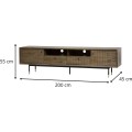 TV stolek Maze 200 cm z masivu hnědý/černý