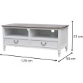 TV stolek Ravenna 120 cm z masivu bílý/tmavě hnědý