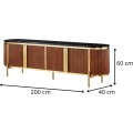 TV stolek Stilig 200 cm černý mramor/kaštan