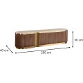 TV stolek Stilig ST916 200 cm ořech/travertin/zlatý