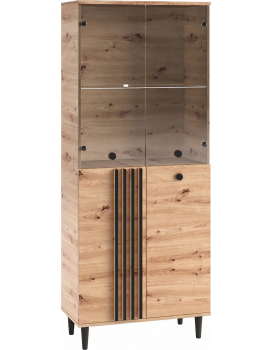 Vitrína Liva 80 cm černá/dub Artisan II