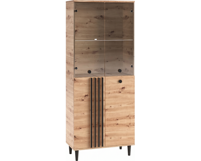 Vitrína Liva 80 cm černá/dub Artisan II