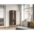 Vitrína s LED osvětlením Vici 103 cm kašmír/ořech