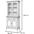 Vitrína Rimini 90 cm z masivu bílá/tmavě hnědá