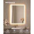 Dotykové obdélníkové nástěnné zrcadlo s LED osvětlením Bivo 50,7 cm bílé