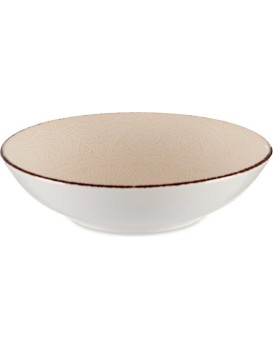 Hluboký kameninový talíř MANDALA 20 cm béžový
