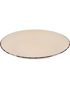 Mělký kameninový talíř MANDALA 27 cm béžový