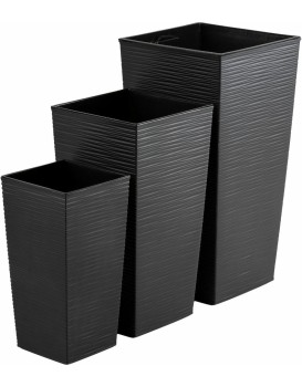 Sada 3 ks květináčů Porto Riflo 57x29,5/46x24,7/36,6x18,9 cm černá