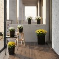 Plastový květináč s podmiskou Cubi 16x16 cm černý beton