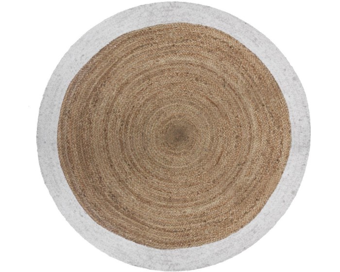 Kulatý jutový koberec EDGE 120 cm hnědo-bílý