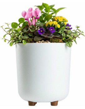 Plastový květináč na nožičkách Terra 27,4x24,2 cm bílý