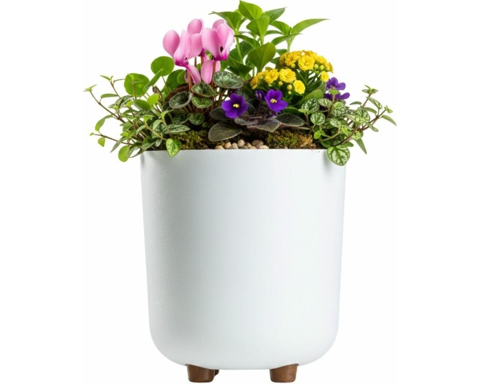 Plastový květináč na nožičkách Terra 27,4x24,2 cm bílý