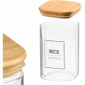 Skleněná kuchyňská dóza na rýži RICE 1,2 l bambus/čírá