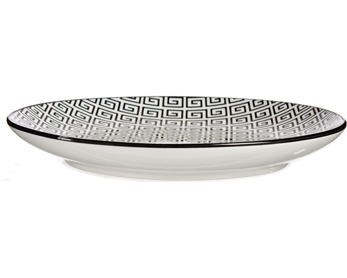 Mělký porcelánový talíř GEOMETRICO 24 cm bílý/černý