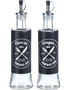 Sada skleněných láhví na olej a ocet 2x300 ml černá