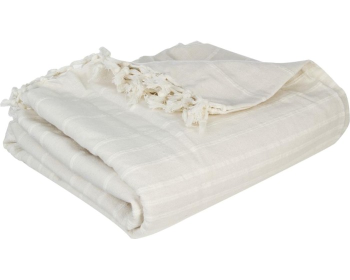 Přehoz na postel se střapci Ollina 230x250 krémová