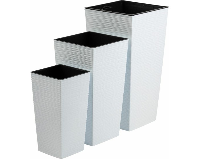 Sada 3 ks květináčů Porto Riflo 57x29,5/46x24,7/36,6x18,9 cm bílá