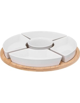 Sada servírovacích misek Helper porcelán/bambusové dřevo