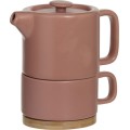 Konvička se šálkem Natural 400 ml růžová