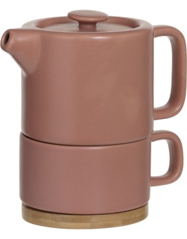 Konvička se šálkem Natural 400 ml růžová