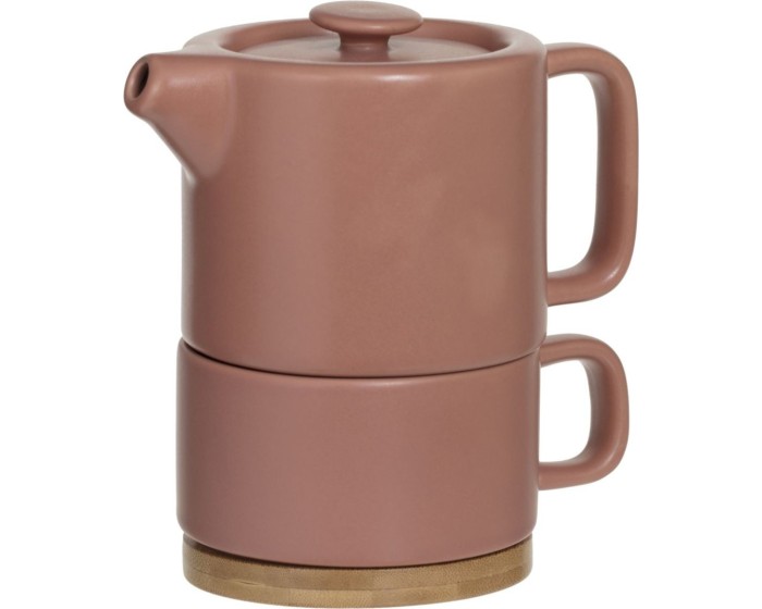 Konvička se šálkem Natural 400 ml růžová