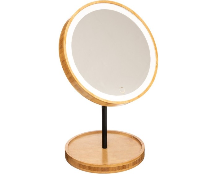 Kosmetické bambusové zrcadlo KED s LED osvětlením 31 cm hnědé