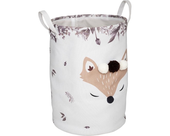 Textilní koš na hračky FOX 35 cm bílý
