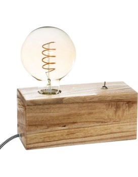 Stolní lampa na dřevěné podstavě TIBU hnědá