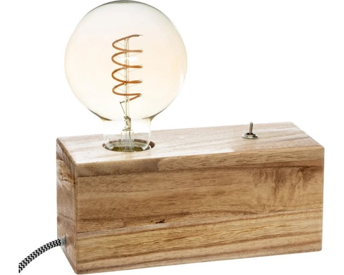 Stolní lampa na dřevěné podstavě TIBU hnědá