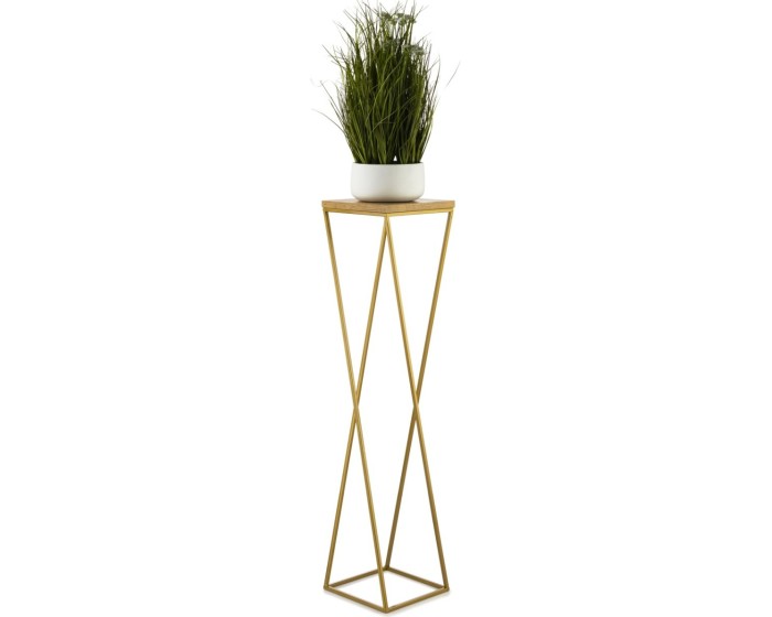 Květinový stojan LOFT I 100 cm zlatý/dub lancelot
