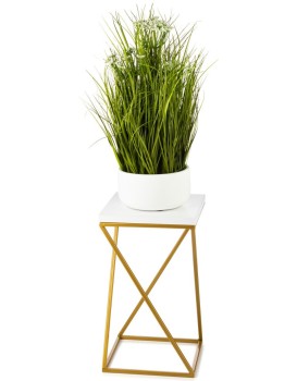 Květinový stojan LOFT III 40 cm zlatý/bílý