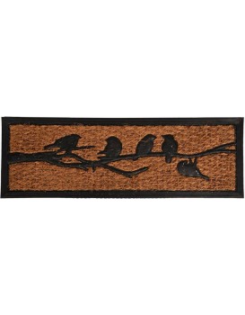 Kokosová rohožka Birds 75 x 25 cm černá/hnědá