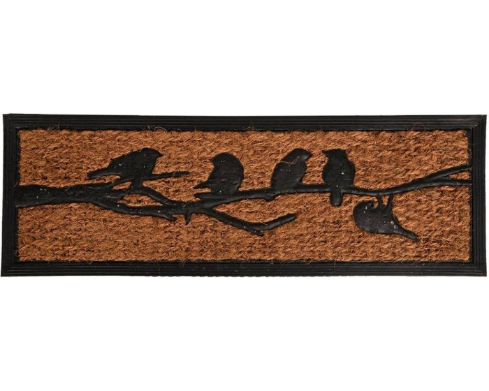 Kokosová rohožka Birds 75 x 25 cm černá/hnědá