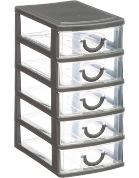 Mini organizér na drobnosti s 5 zásuvkami Poks šedý