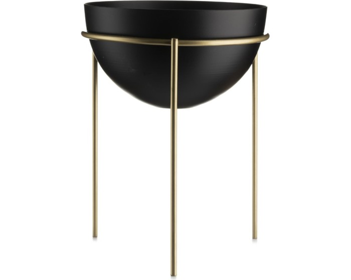 Květináč na stojanu LOFT II 25 cm černý/zlatý