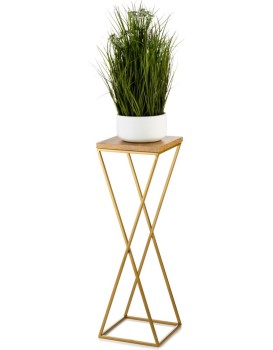 Květinový stojan LOFT 70 cm zlatý/dub lancelot