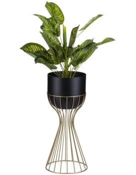 Květináč na stojanu LOFT IV 46 cm zlatý/černý