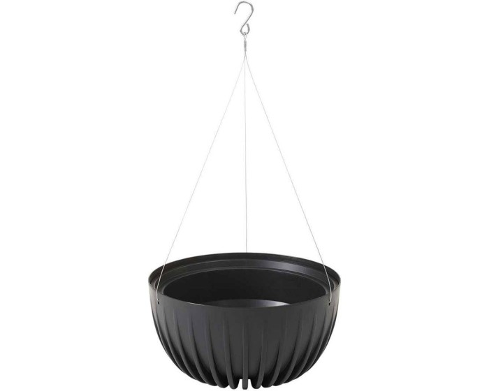 Závěsný květináč STRIPPED ECO 24 cm černý