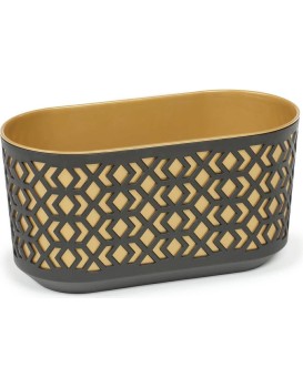 Plastový oválný truhlík Etnic 40x20 cm černý/zlatý
