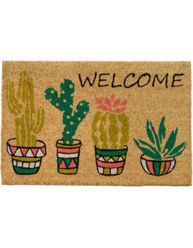Kokosová rohožka Cactus 60x40 cm hnědá/vícebarevná