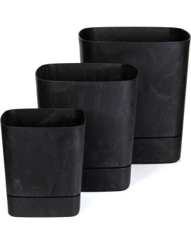 Sada 3 ks květináčů Cubi 16x16/19x19/25x25 cm černý beton