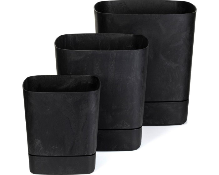 Sada 3 ks květináčů Cubi 16x16/19x19/25x25 cm černý beton