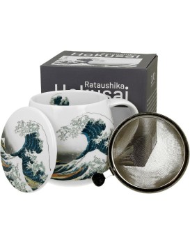 Porcelánový hrnek Hokusai The Great Wave 430 ml se sítkem vícebarevný