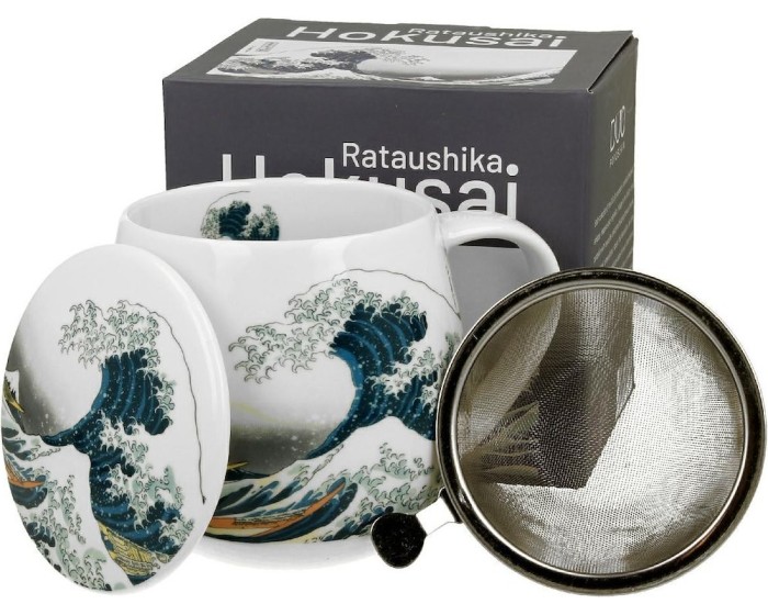 Porcelánový hrnek Hokusai The Great Wave 430 ml se sítkem vícebarevný