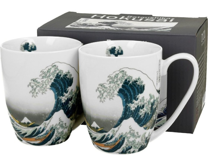 Sada 2 ks porcelánových hrnků Hokusai The Great Wave 350 ml vícebarevná