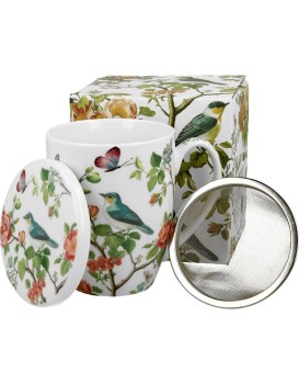 Porcelánový hrnek BIRDY BIRD 350 ml se sítkem bílý/vícebarevný
