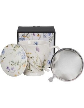 Porcelánový hrnek MELODY 510 ml se sítkem bílý/vícebarevný