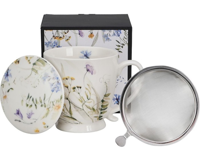 Porcelánový hrnek MELODY 510 ml se sítkem bílý/vícebarevný