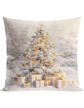 Vánoční povlak na polštář Golden Tree 40x40 cm béžový/zlatý