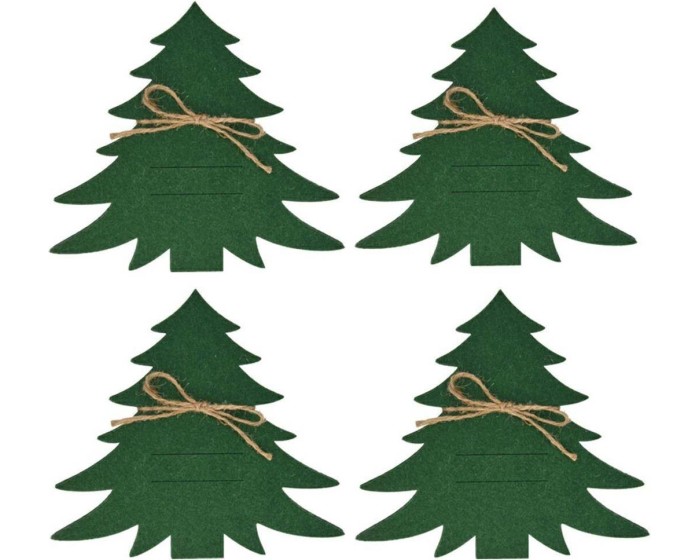 Sada 4 ks vánočních obalů na příbor TREE zelená